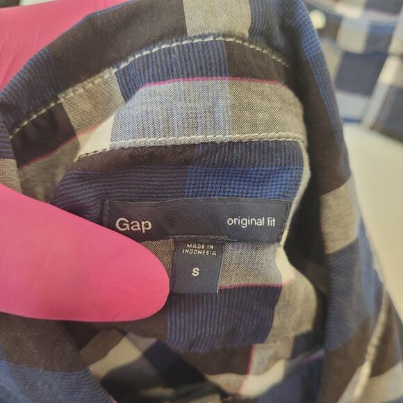 Gap Shirt Mens Small Plaid Button Up Original Fit True Size S Blue Black Gray - Picture 5 of 5